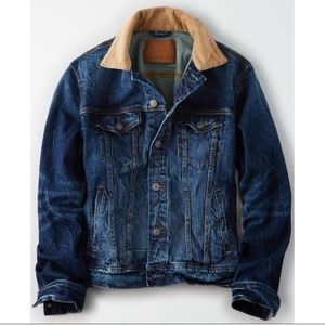 American Eagle Outfitters Mens Denim Jean Jacket Button up size small Corduroy